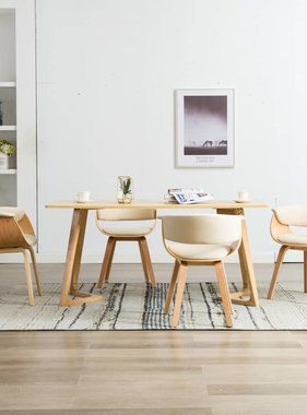 VidaXL Eetkamerstoelen 4 st gebogen hout en kunstleer crème