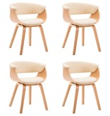 VidaXL Eetkamerstoelen 4 st gebogen hout en kunstleer crème