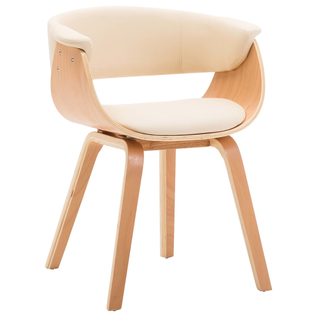 vidaXL Eetkamerstoelen 4 st gebogen hout en kunstleer crème