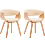 VidaXL Eetkamerstoelen 2 st gebogen hout en kunstleer crème