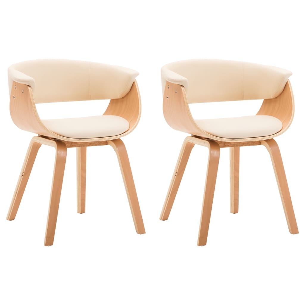 VidaXL Eetkamerstoelen 2 st gebogen hout en kunstleer crème
