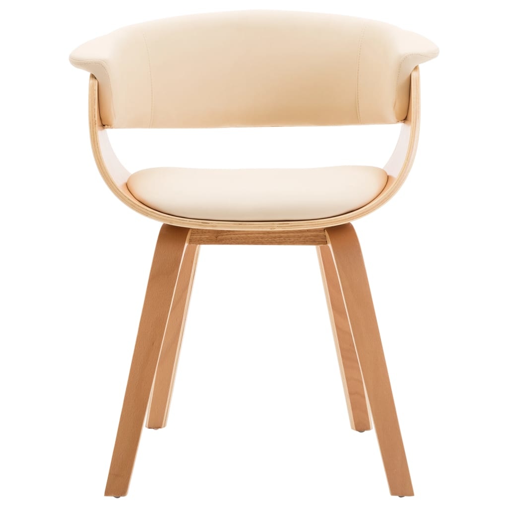 vidaXL Eetkamerstoelen 2 st gebogen hout en kunstleer crème