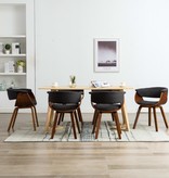 VidaXL Eetkamerstoelen 6 st gebogen hout en stof grijs