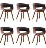 VidaXL Eetkamerstoelen 6 st gebogen hout en stof grijs