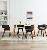 VidaXL Eetkamerstoelen 4 st gebogen hout en stof grijs
