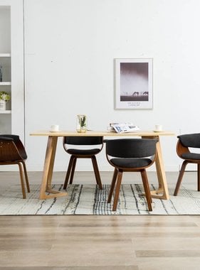 VidaXL Eetkamerstoelen 4 st gebogen hout en stof grijs