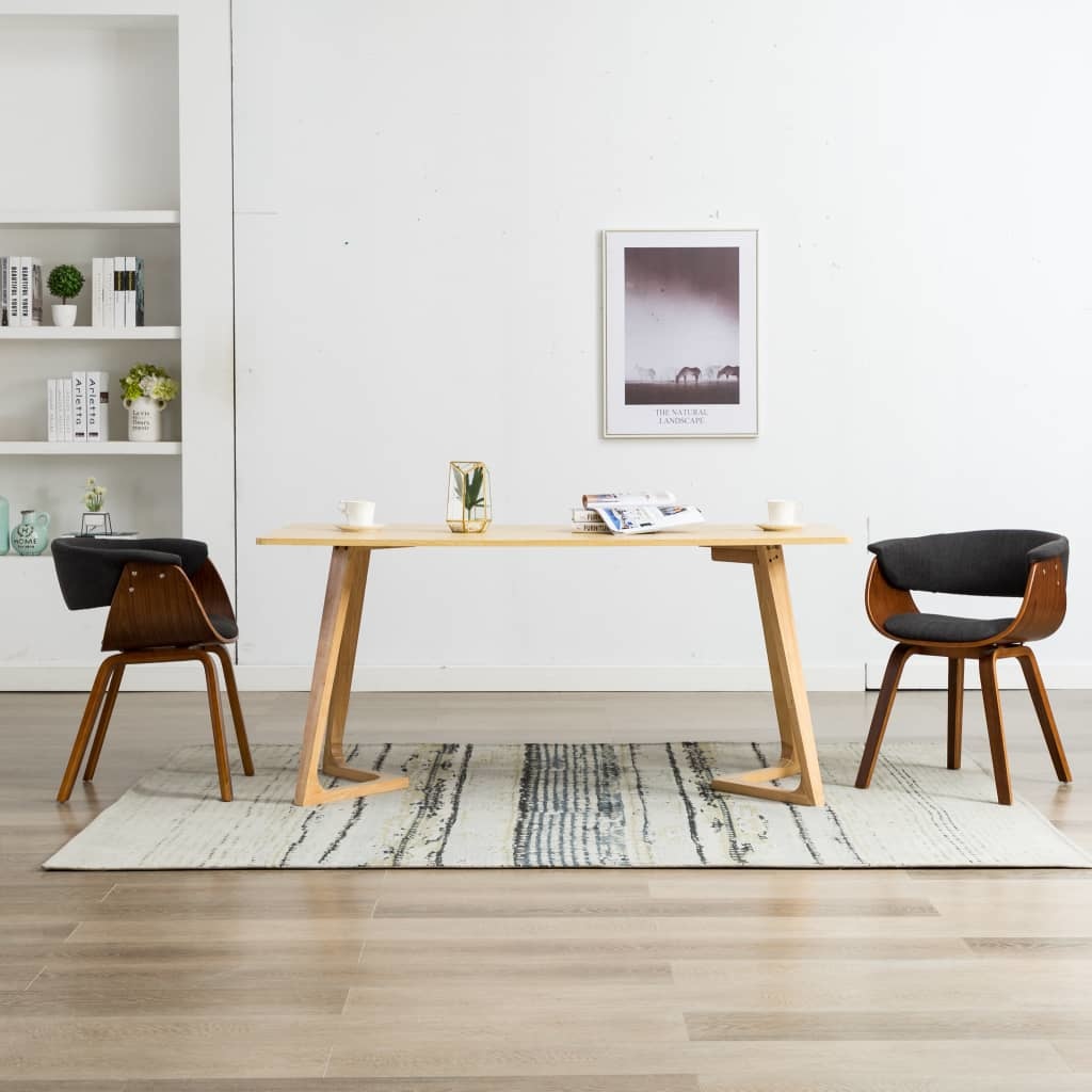 VidaXL Eetkamerstoelen 2 st gebogen hout en stof grijs