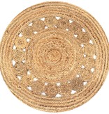 VidaXL Tapijt met ontwerp rond 90 cm gevlochten jute