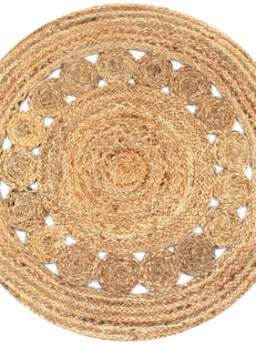 VidaXL Tapijt met ontwerp rond 90 cm gevlochten jute