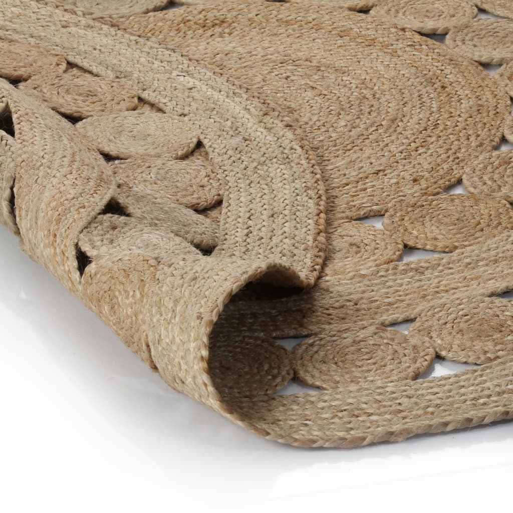 VidaXL Tapijt met ontwerp rond 90 cm gevlochten jute