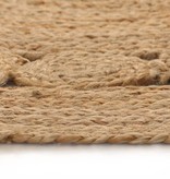 VidaXL Tapijt met ontwerp rond 90 cm gevlochten jute