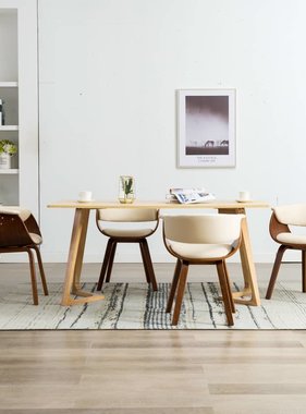 VidaXL Eetkamerstoelen 4 st gebogen hout en kunstleer crème