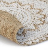 VidaXL Tapijt met print rond 150 cm gevlochten jute