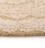 VidaXL Tapijt met print rond 150 cm gevlochten jute