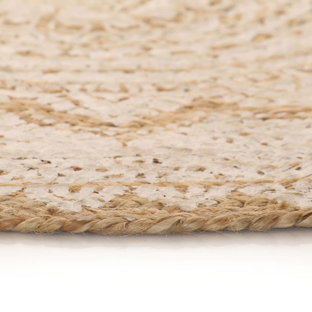 VidaXL Tapijt met print rond 150 cm gevlochten jute