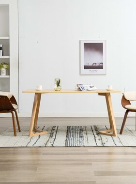 VidaXL Eetkamerstoelen 2 st gebogen hout en kunstleer crème