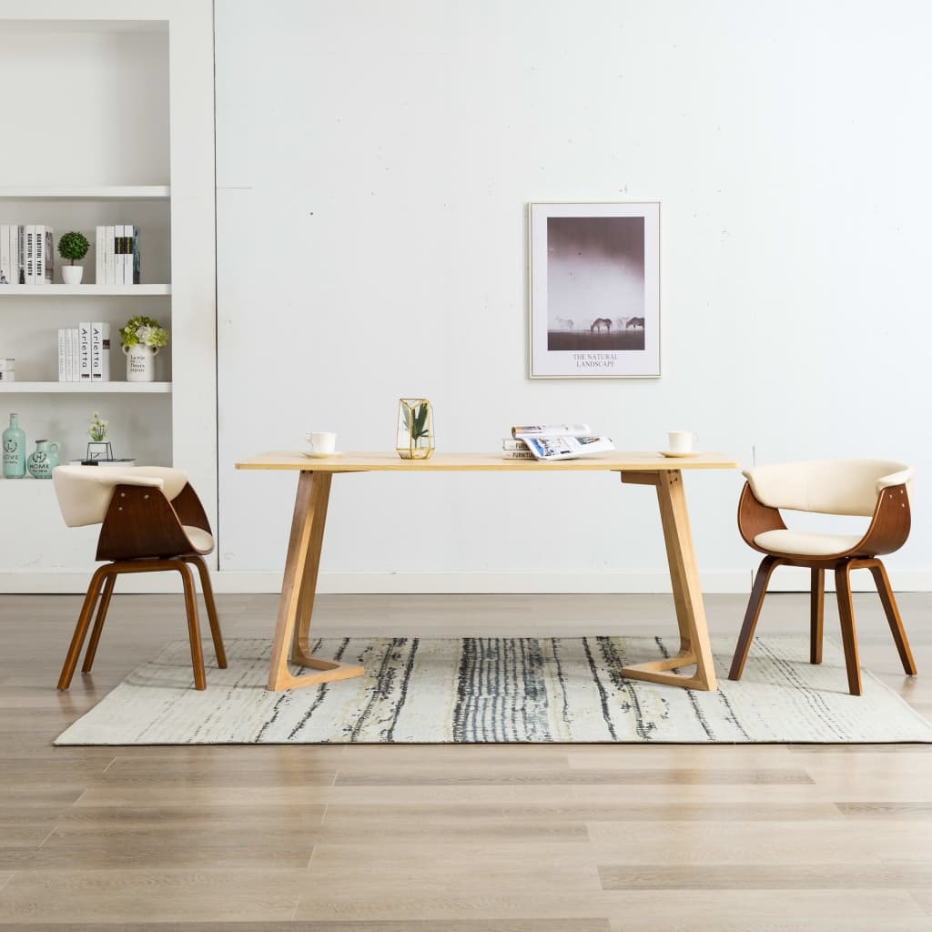 VidaXL Eetkamerstoelen 2 st gebogen hout en kunstleer crème