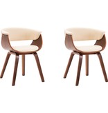 VidaXL Eetkamerstoelen 2 st gebogen hout en kunstleer crème