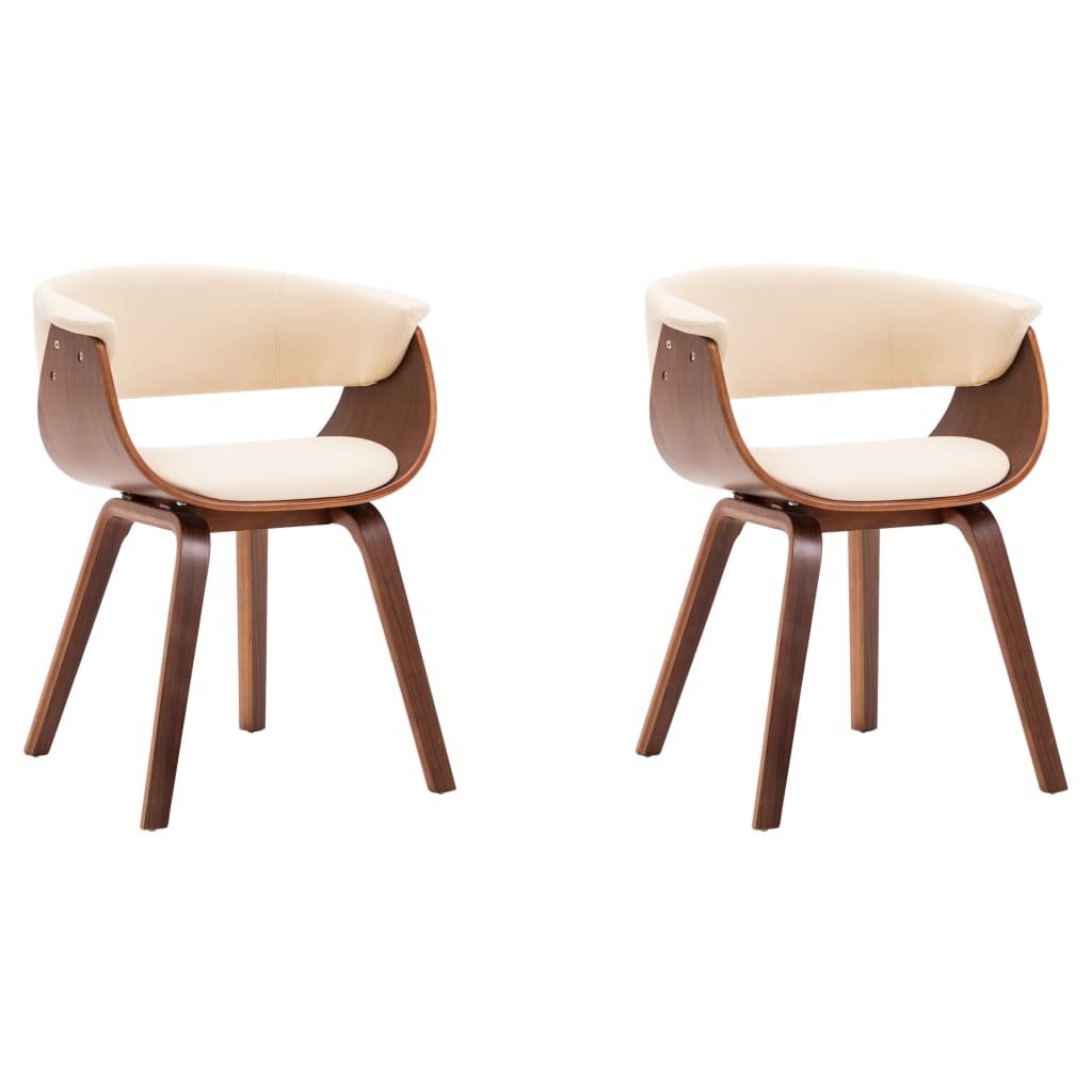 VidaXL Eetkamerstoelen 2 st gebogen hout en kunstleer crème