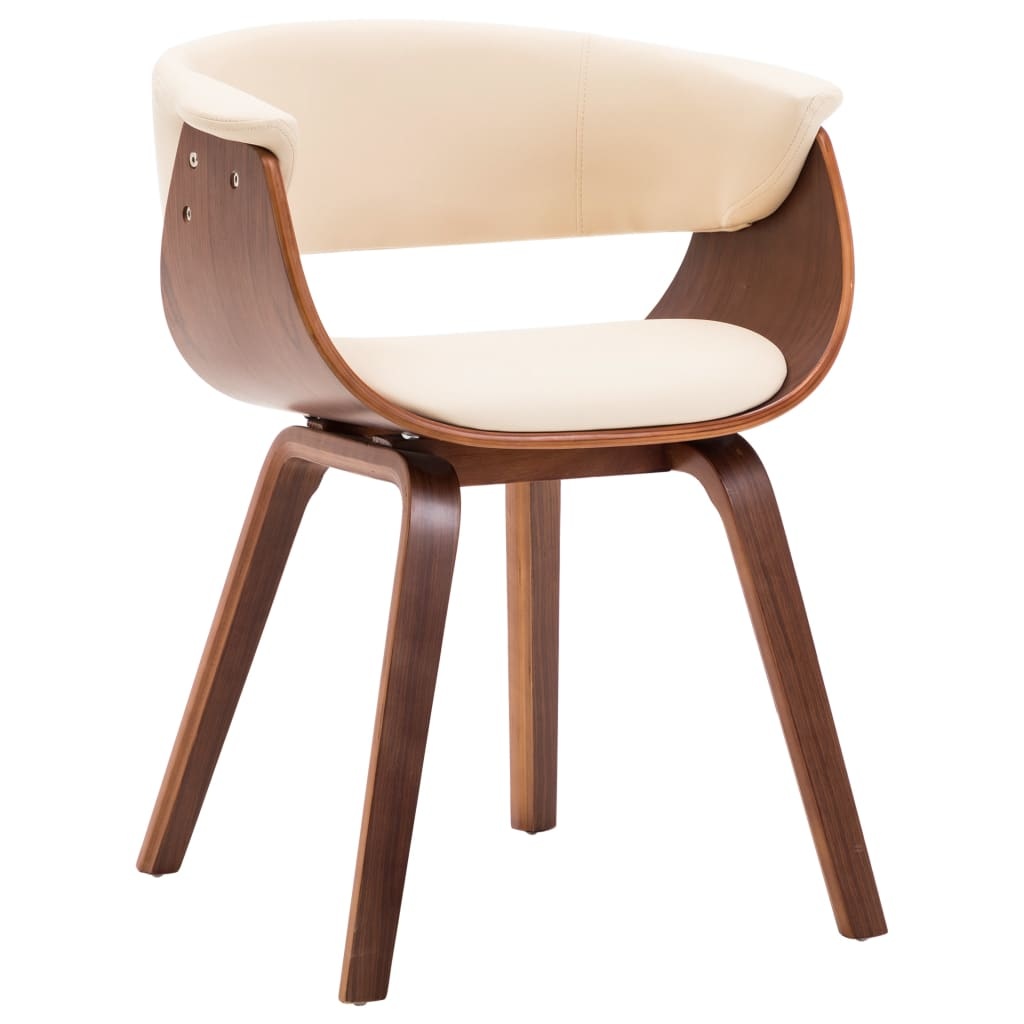 VidaXL Eetkamerstoelen 2 st gebogen hout en kunstleer crème