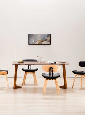 vidaXL Eetkamerstoelen 4 st gebogen hout en kunstleer zwart