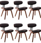VidaXL Eetkamerstoelen 6 st gebogen hout en stof grijs