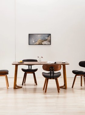 VidaXL Eetkamerstoelen 4 st gebogen hout en stof grijs