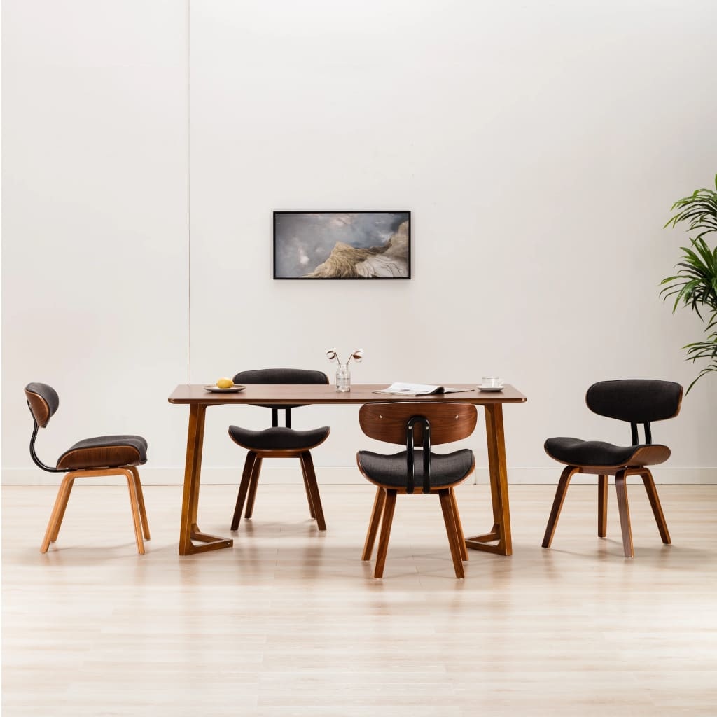 VidaXL Eetkamerstoelen 4 st gebogen hout en stof grijs