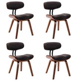 VidaXL Eetkamerstoelen 4 st gebogen hout en stof grijs