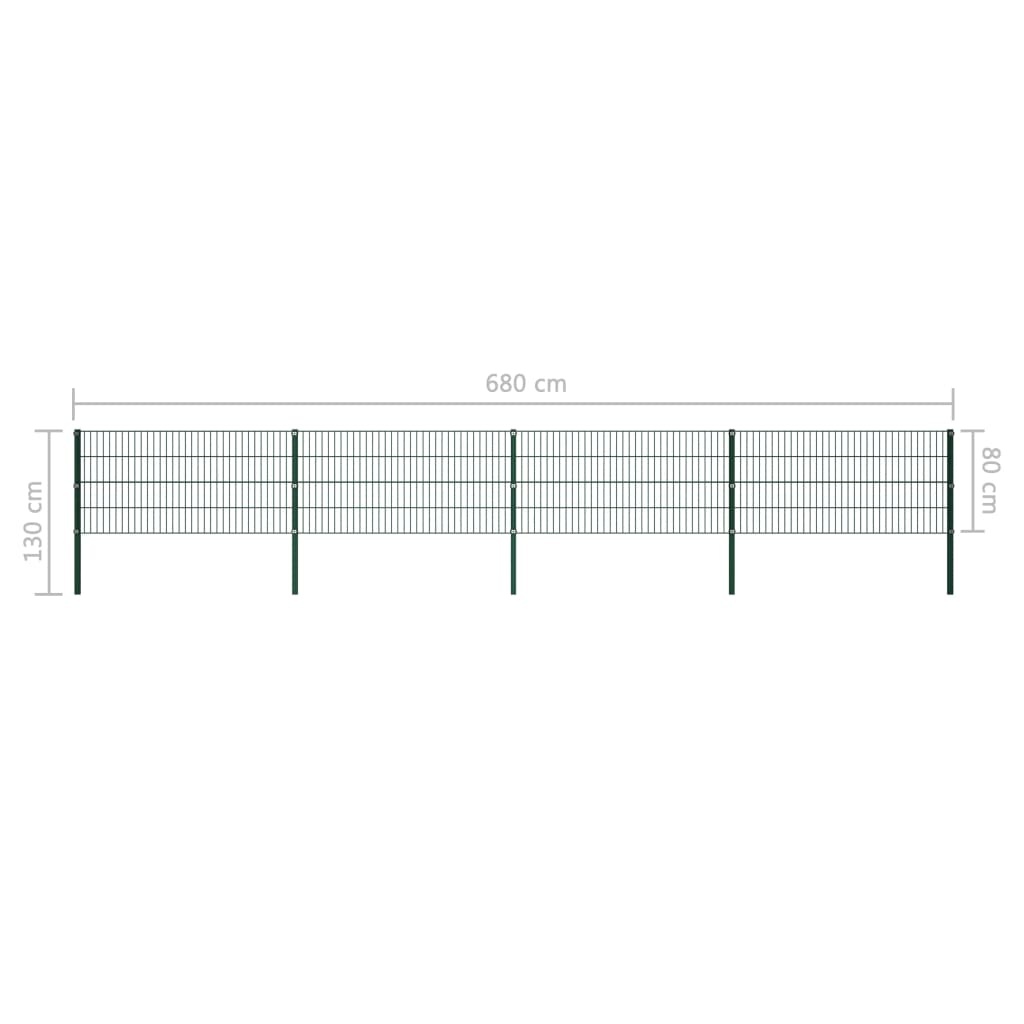 VidaXL Schuttingpaneel met palen 6,8x0,8 m ijzer groen