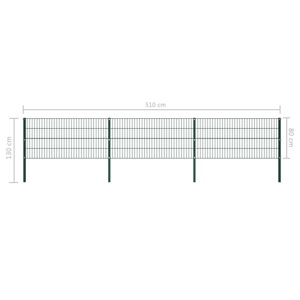 VidaXL Schuttingpaneel met palen 5,1x0,8 m ijzer groen