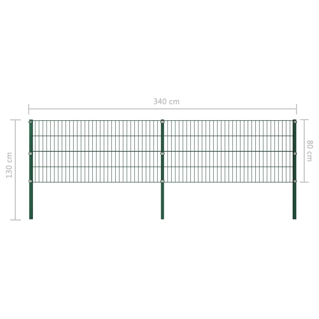 VidaXL Schuttingpaneel met palen 3,4x0,8 m ijzer groen