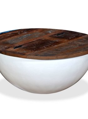 VidaXL Salontafel komvormig massief gerecycled hout wit