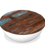 VidaXL Salontafel komvormig massief gerecycled hout wit