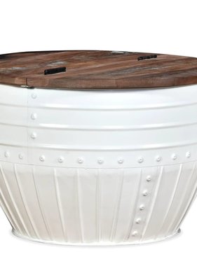 VidaXL Salontafel tonvormig massief gerecycled hout wit