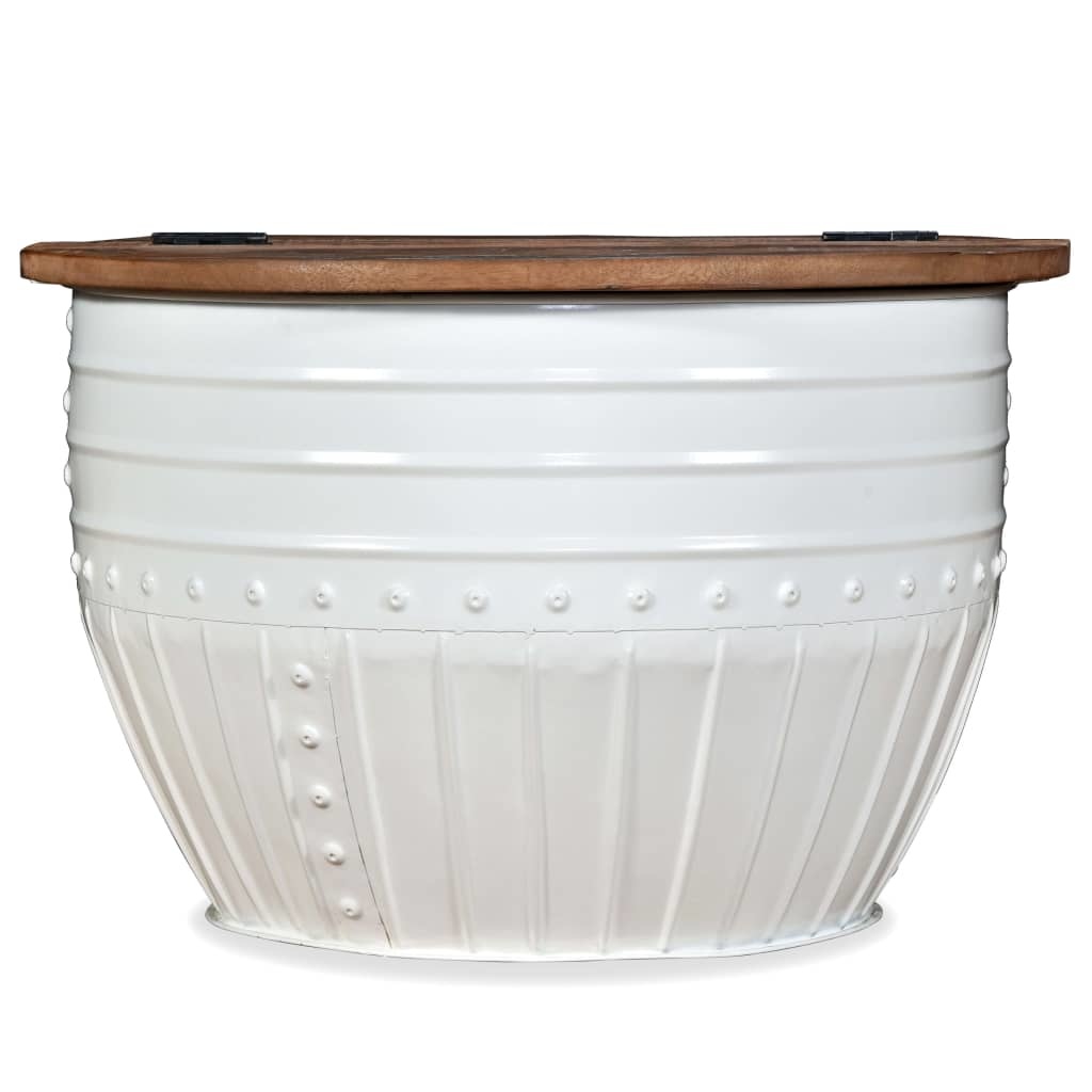 VidaXL Salontafel tonvormig massief gerecycled hout wit