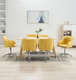 VidaXL Eetkamerstoelen draaibaar 6 st stof geel