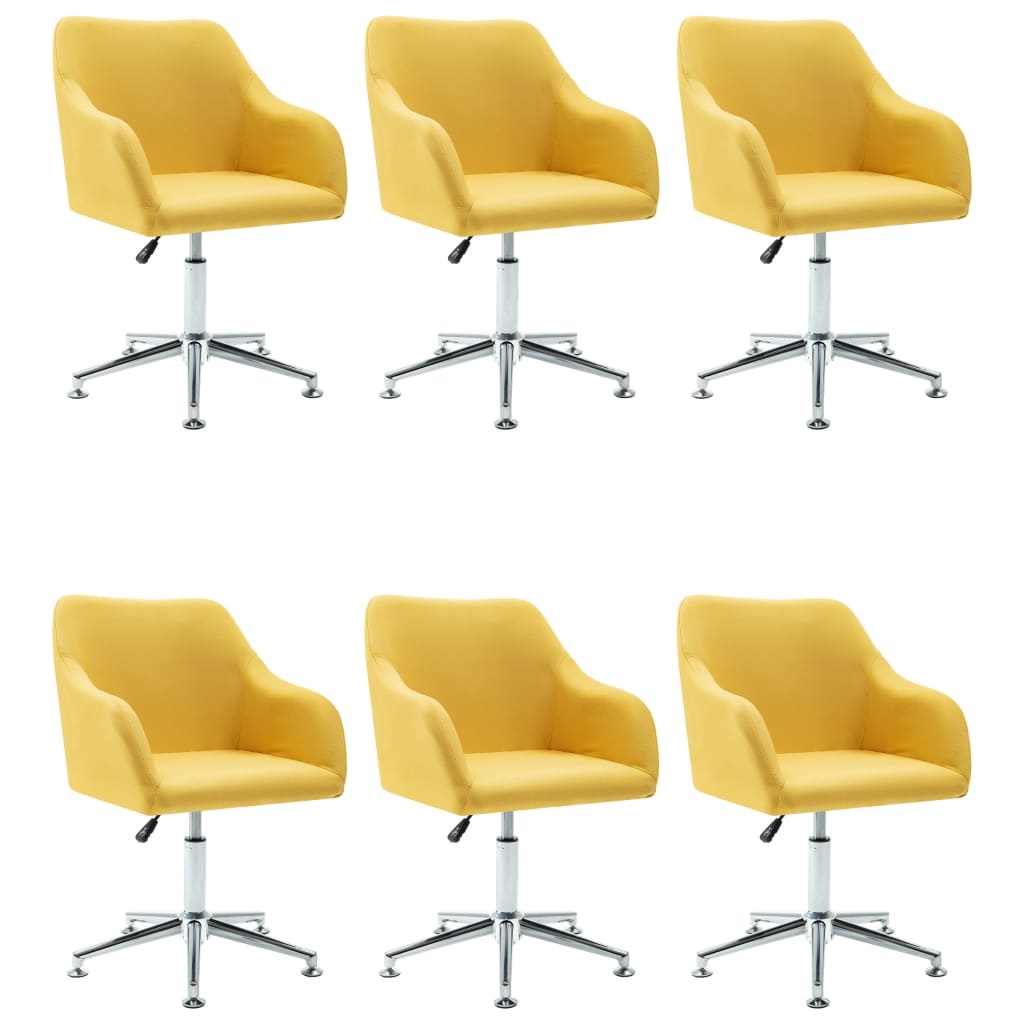 VidaXL Eetkamerstoelen draaibaar 6 st stof geel