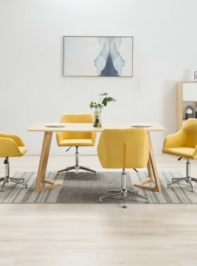 VidaXL Eetkamerstoelen draaibaar 4 st stof geel