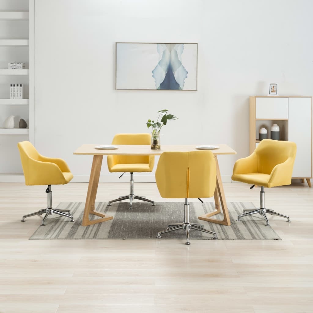 VidaXL Eetkamerstoelen draaibaar 4 st stof geel