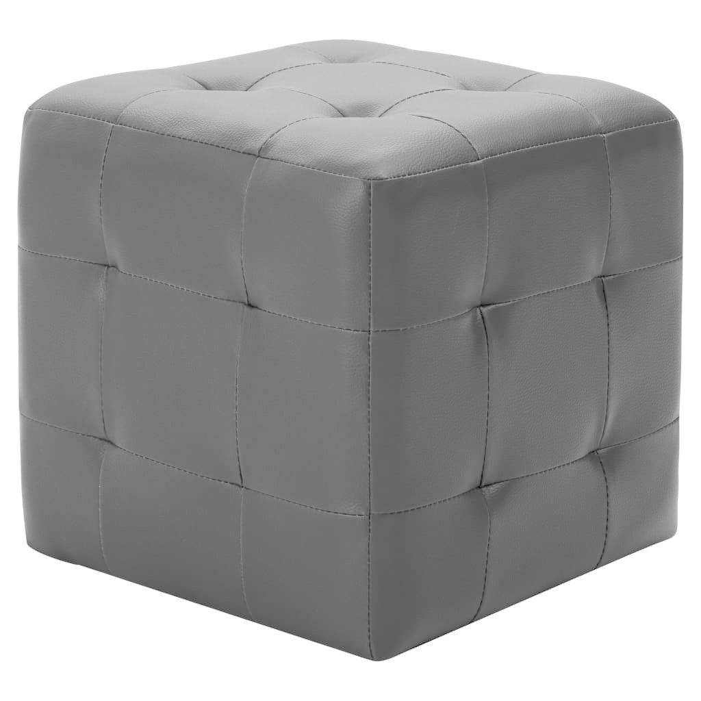VidaXL Poef 2 st 30x30x30 cm kunstleer zwart