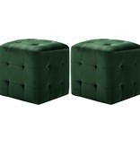 vidaXL Poef 2 st 30x30x30 cm fluweel groen