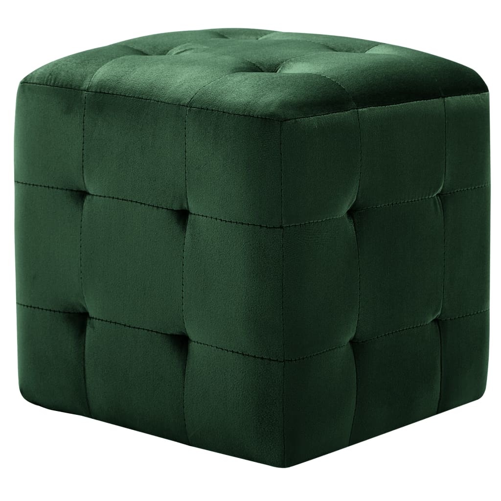 vidaXL Poef 2 st 30x30x30 cm fluweel groen