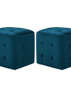 VidaXL Poef 2 st 30x30x30 cm fluweel blauw
