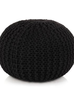 VidaXL Poef handgebreid 50x35 cm katoen zwart
