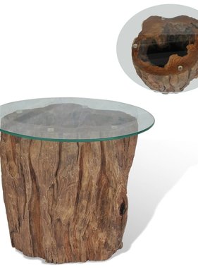 VidaXL Salontafel 50x40 cm teakhout en glas