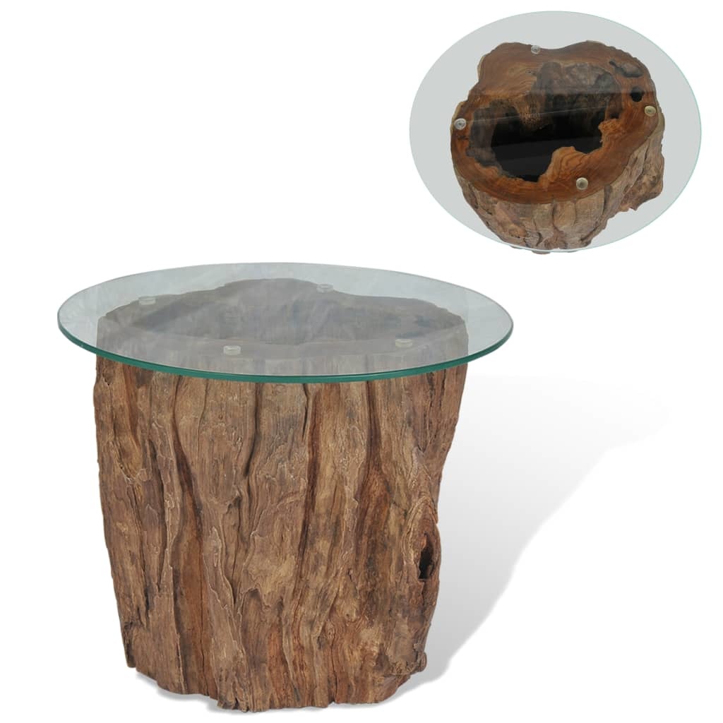 VidaXL Salontafel 50x40 cm teakhout en glas