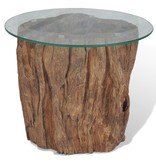 VidaXL Salontafel 50x40 cm teakhout en glas