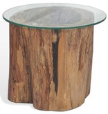 VidaXL Salontafel 50x40 cm teakhout en glas