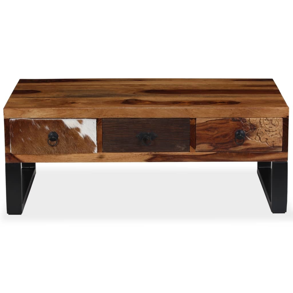 VidaXL Salontafel 90x50x35 cm massief sheeshamhout